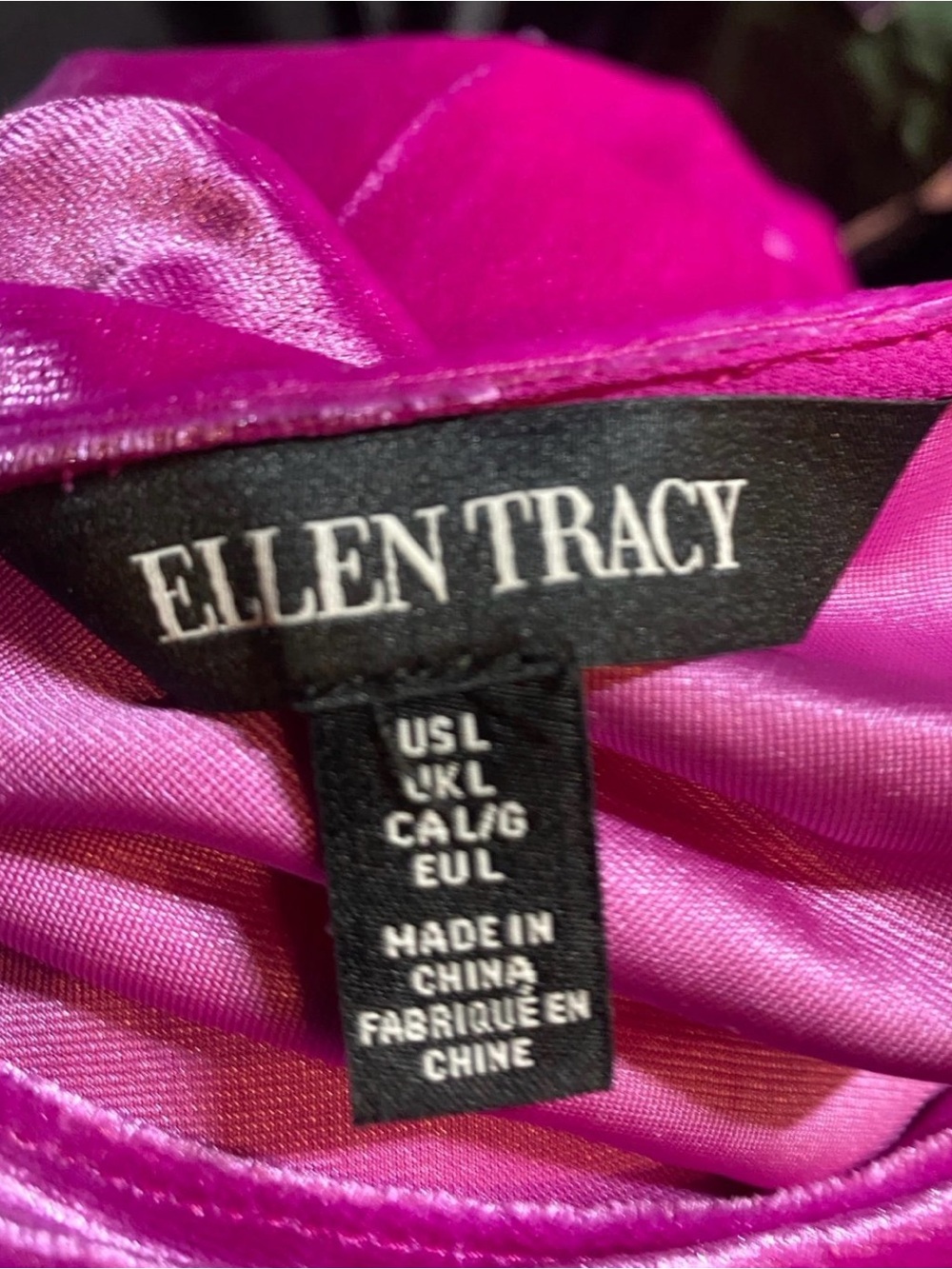 Ellen Tracy Bright Fuchsia Satin Blouse